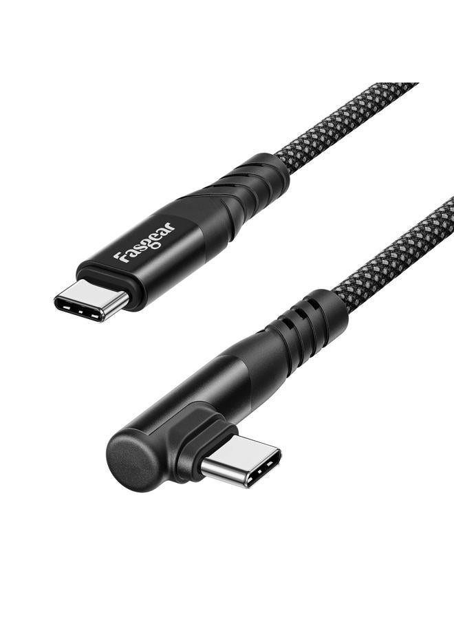 Fasgear 240W USB C to USB C Cable - 1 Pack 6ft PD 3.1 USB 2.0 Type C Cord 5A Fast Charging 90 Degree Braided Charger Compatible with Mac-Book Pro/Air,i-Pad Air 5,Sam-sung Note 20,USB-C Charger - Image 1