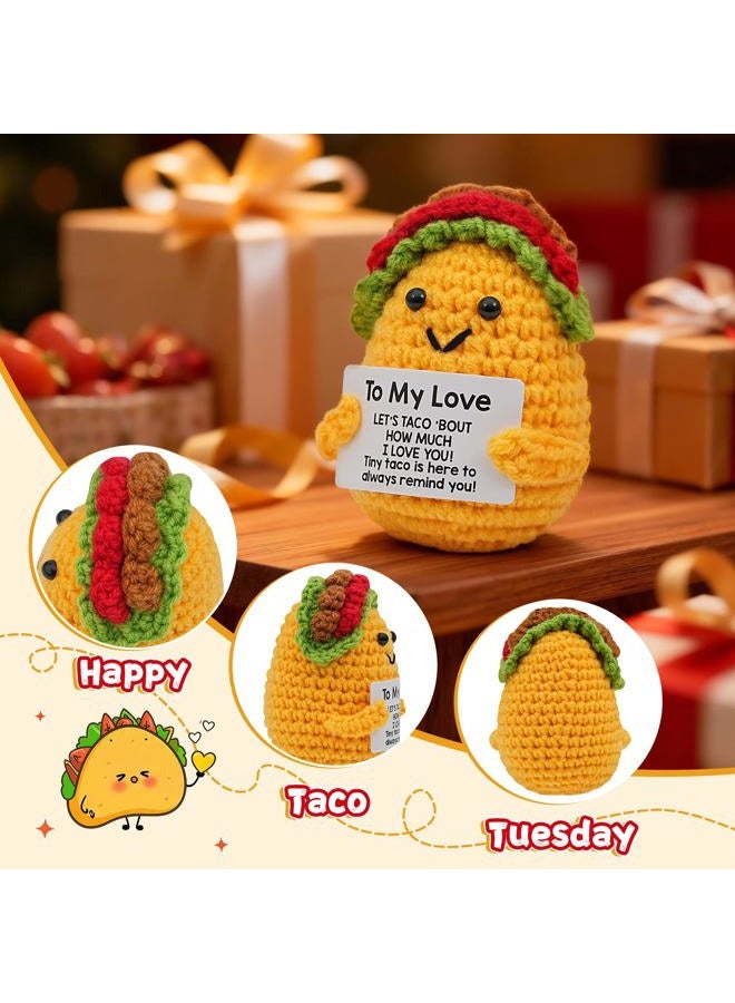 Wiz BBQT Valentines Day Gifts for Him Her,Positive Crochet Handmade Taco,Romantic Valentines Gifts for Boyfriend Girlfriend,Emotional Support Crochet Taco Plush Doll,Christmas Stocking Stuffers for Men Women - Image 4