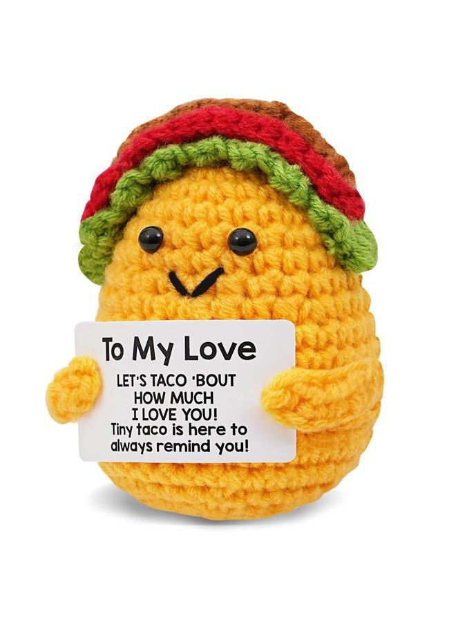 Wiz BBQT Valentines Day Gifts for Him Her,Positive Crochet Handmade Taco,Romantic Valentines Gifts for Boyfriend Girlfriend,Emotional Support Crochet Taco Plush Doll,Christmas Stocking Stuffers for Men Women - Image 1