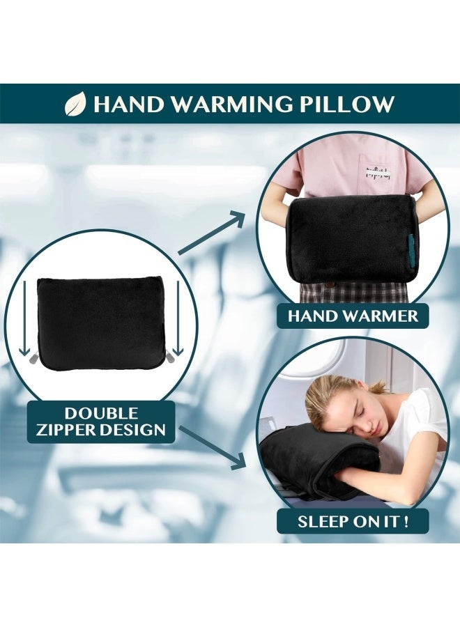 Travel Blanket Pillow, Soft Airplane Blanket Combo Set, Plane Blanket Compact Packable, Flight Essentials Car Pillow, Travelers Gifts Accessories, Luggage Backpack Strap, Black - Image 4