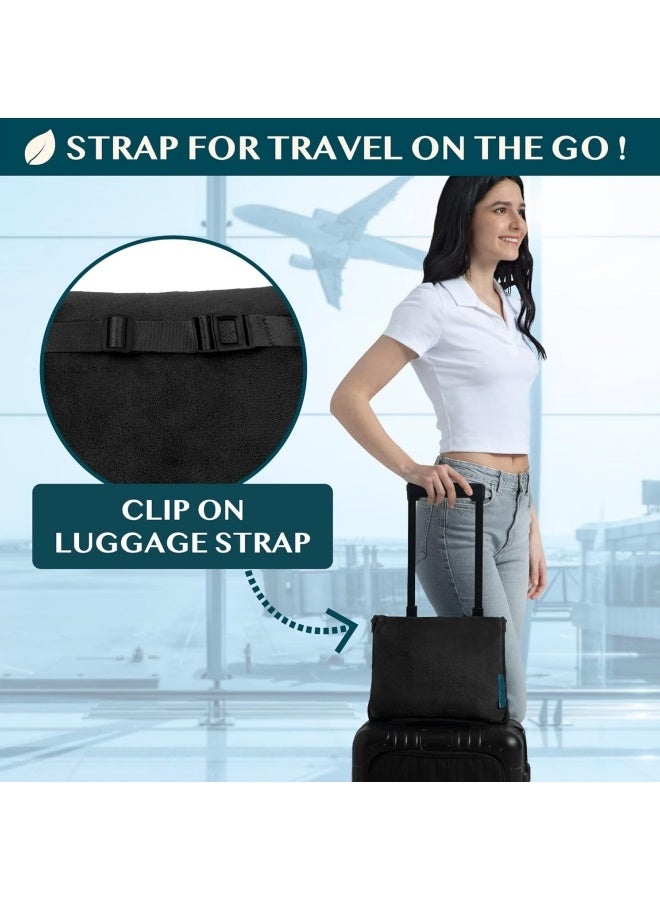 Travel Blanket Pillow, Soft Airplane Blanket Combo Set, Plane Blanket Compact Packable, Flight Essentials Car Pillow, Travelers Gifts Accessories, Luggage Backpack Strap, Black - Image 3