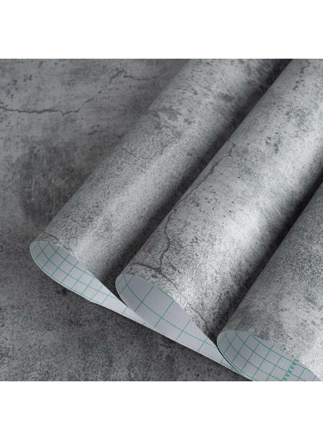 TOTIO Gray Concrete Wallpaper Matte Thick Dark Grey Cement Contact Paper Peel Stick Countertop Paper Removable Waterproof Adhesive Furniture Stickers Industrial Style Vinyl Wall Sticker 24x197 inch - Image 2