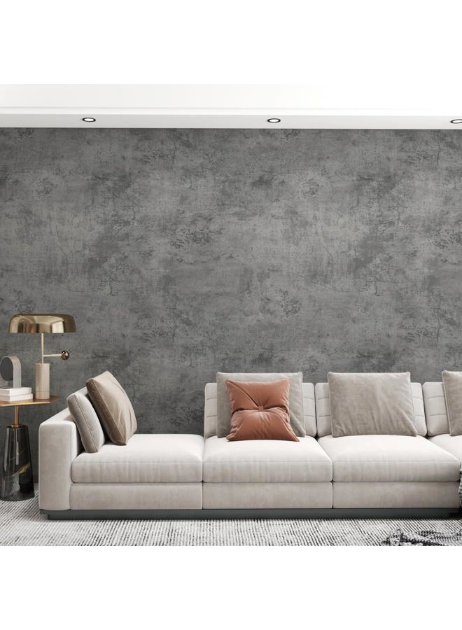 TOTIO Gray Concrete Wallpaper Matte Thick Dark Grey Cement Contact Paper Peel Stick Countertop Paper Removable Waterproof Adhesive Furniture Stickers Industrial Style Vinyl Wall Sticker 24x197 inch - Image 1