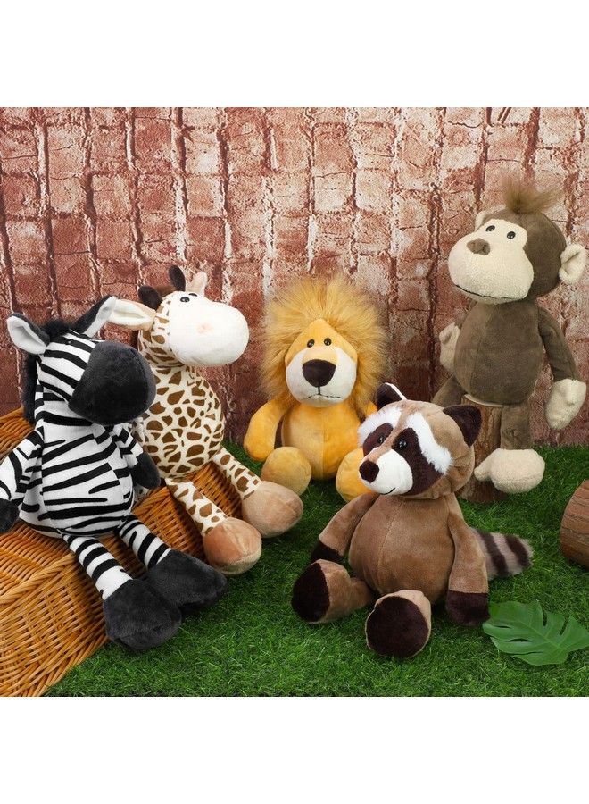Elcoho 8 Pieces Safari Stuffed Animals Plush Jungle Animal Toys 9.8 Inch Zoo Stuffed Animals Set Cute Plush Toys For Animal Themed Parties Teacher Student Award - Image 5