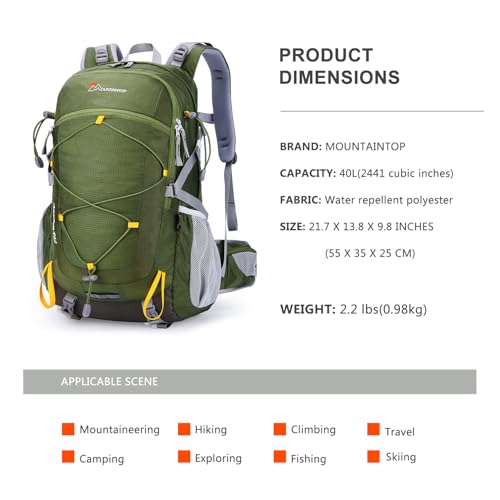 MOUNTAINTOP 25L/40L Hiking Backpack,Lightweight Travel Backpack for Men Women Outdoor Backpacking, Camping - Image 2