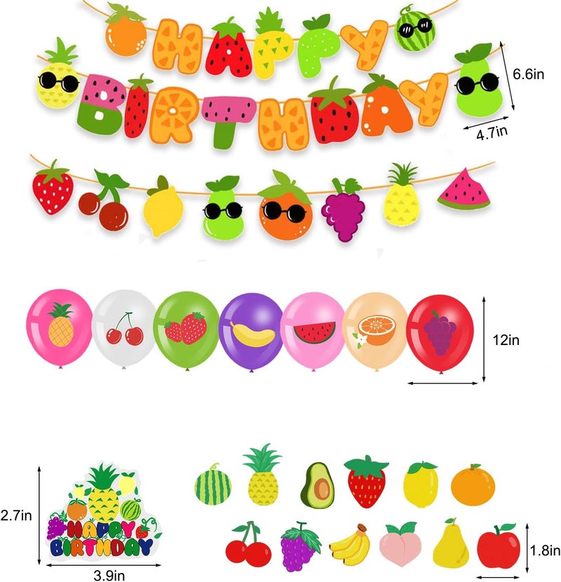 Finypa Cute Sensory Fruit Birthday Decorations 1st Fruit Theme Party Supplies Cake Cupcake Toppers Fruit Theme Happy Birthday Banner Balloons for Boys and Girls Party Birthday Baby Shower Supplies Decor - Image 3