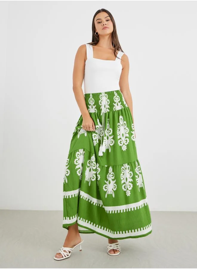 Styli Styli All-Over Printed A-Line Maxi Skirt