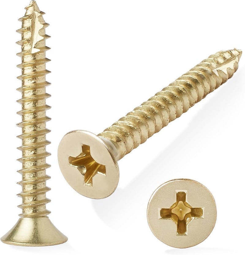 CAULDHAM Store Bright Brass Wood Screws #9 x 1-1/2 Inch for Door Hinges - 25 Pack - Image 5