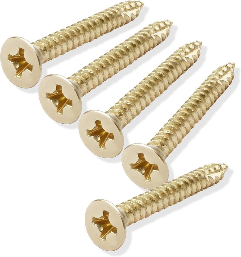 CAULDHAM Store Bright Brass Wood Screws #9 x 1-1/2 Inch for Door Hinges - 25 Pack - Image 1