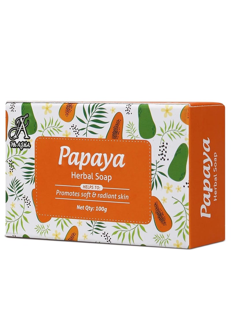 7TH AJMA Herbal Papaya Soap Natural Body Tan Removal Radiant Skin Soap Exfoliates Dead Skin for Glowing Complexion 100g Pack of 12 - Image 3