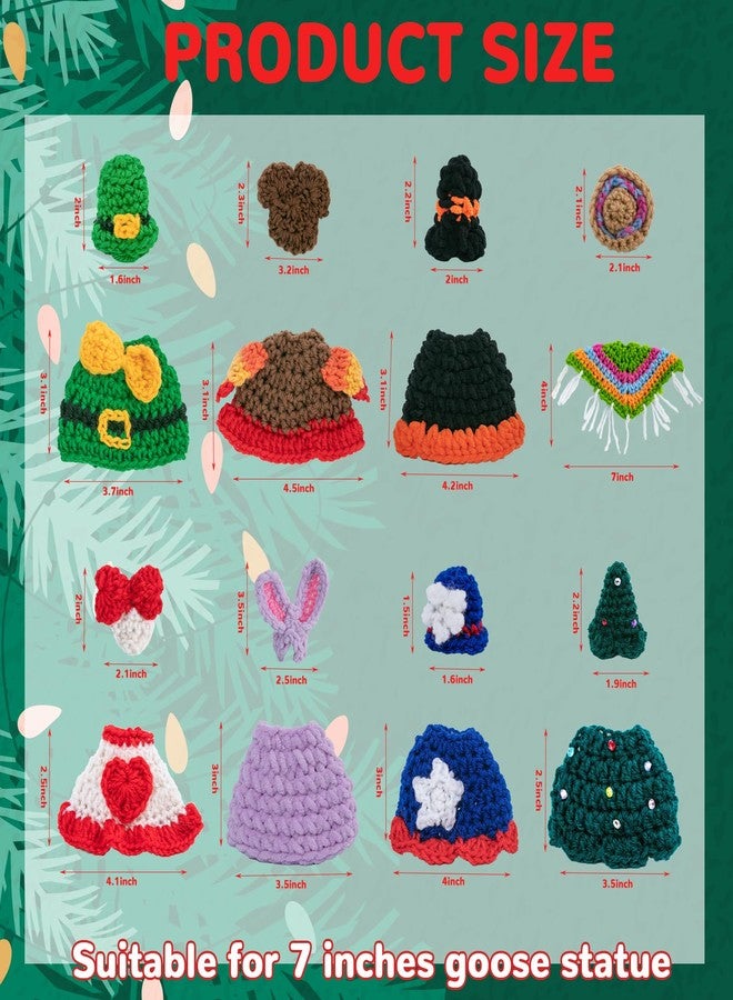 CAMDUCK 8 Set 7 Inch Mini Desk Goose Knitted Outfits Seasonal Desk Goose Clothes Mini Knitting Hats Sweater Headwear Desktop Goose Holiday Outfits for Magnetic Duck Statue Key Holder Decor - Image 2