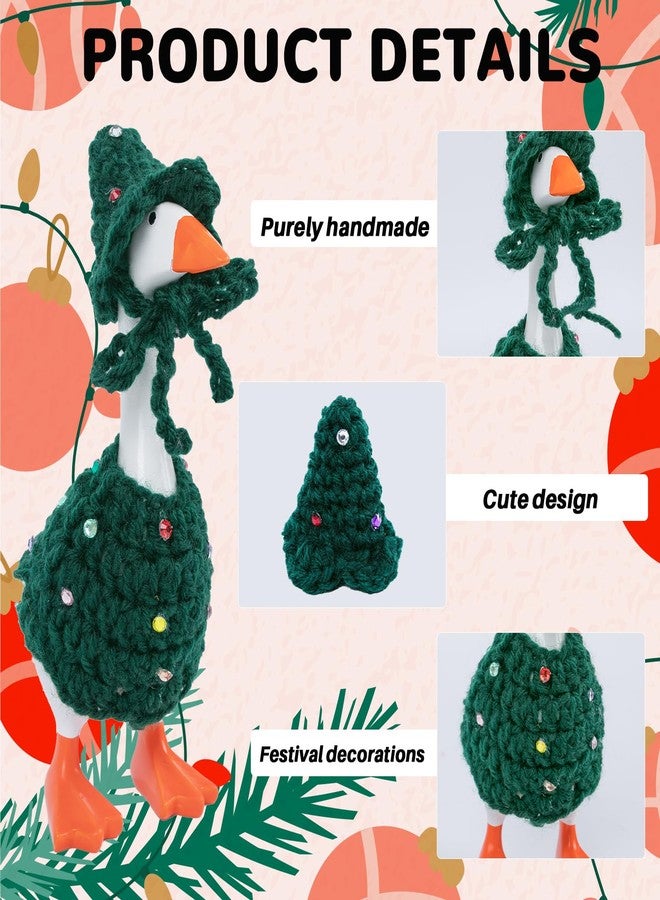 CAMDUCK 8 Set 7 Inch Mini Desk Goose Knitted Outfits Seasonal Desk Goose Clothes Mini Knitting Hats Sweater Headwear Desktop Goose Holiday Outfits for Magnetic Duck Statue Key Holder Decor - Image 3