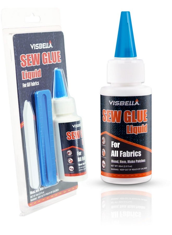 Visbella Fabric Glue, Sew Glue Liquid Stitch, Pure Natural Latex, Strong Bond Permanent Washable Craft Adhesive, For All Fabrics, Clothing, Tent, Curtain, Sofa Cover Repair & Make Patches (2.0 Fl.Oz.)  - Image 1