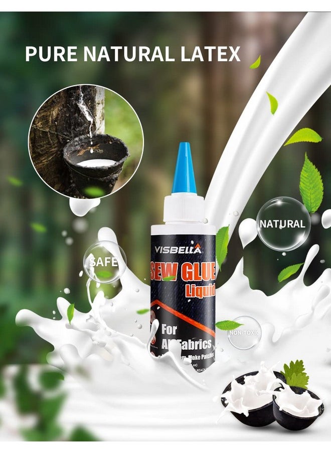 Visbella Fabric Glue, Sew Glue Liquid Stitch, Pure Natural Latex, Strong Bond Permanent Washable Craft Adhesive, For All Fabrics, Clothing, Tent, Curtain, Sofa Cover Repair & Make Patches (2.0 Fl.Oz.)  - Image 2