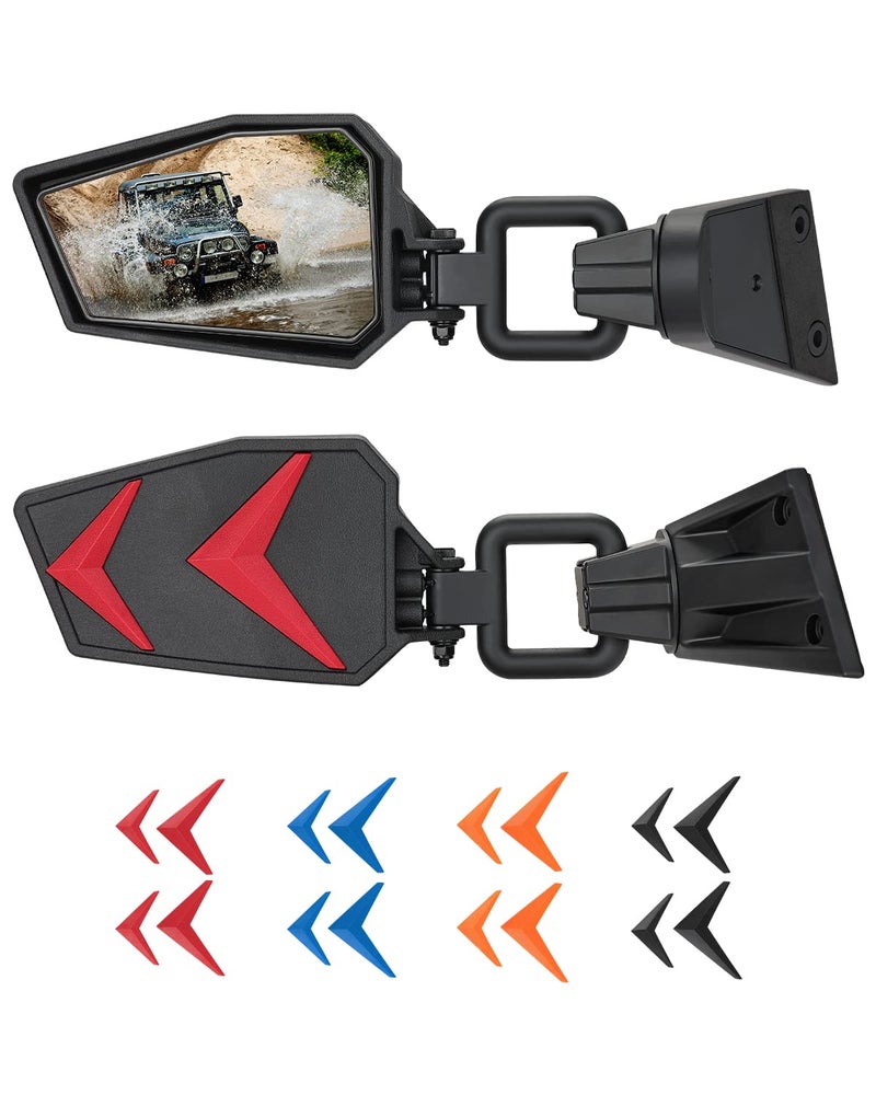 QMPARTS Mirrors Doors Off for Wrangler JK TJ 19972018 Side Mirrors AntiShake Quicker Install with Black Orange Blue Red Inserts for Wrangler Doors Off Safe DrivingNOT FIT JL