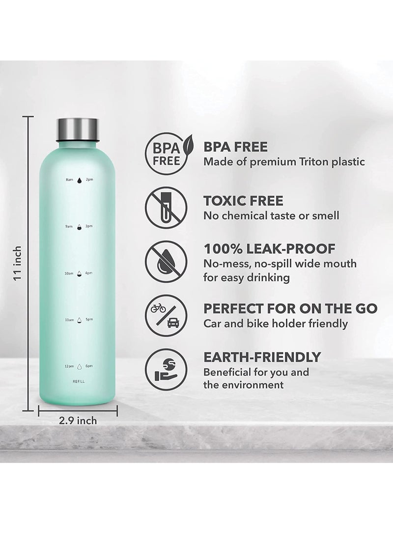 TYCOM Drinking Water Bottle With Time Marker - 1L Leak-Proof, BPA Free, Motivational Reusable 32oz Water Bottles With Times To Drink - Ideal For Fitness, Sports, Travel, Gym, & Outdoor (Blue)  - Image 4