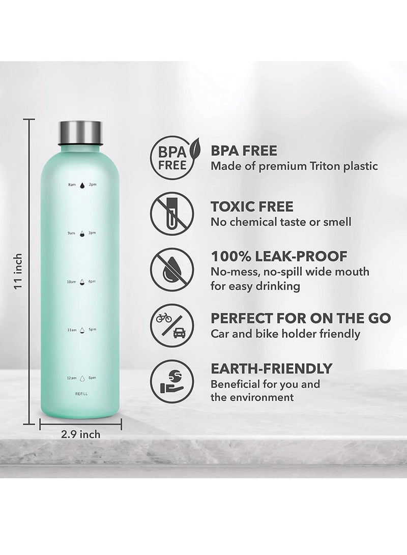 TYCOM Drinking Water Bottle With Time Marker - 1L Leak-Proof, BPA Free, Motivational Reusable 32oz Water Bottles With Times To Drink - Ideal For Fitness, Sports, Travel, Gym, & Outdoor (Blue) - Image 3