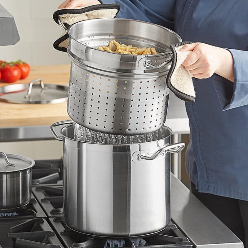 TrueCraftware TrueCraftware12 qt Aluminum Pasta Cooker 3 Piece Set Multipurpose Pasta Pot with Strainer Lid Pasta Pot Cookware for Spaghetti Vegetable Blanching Home Kitchen Restaurant  - Image 2
