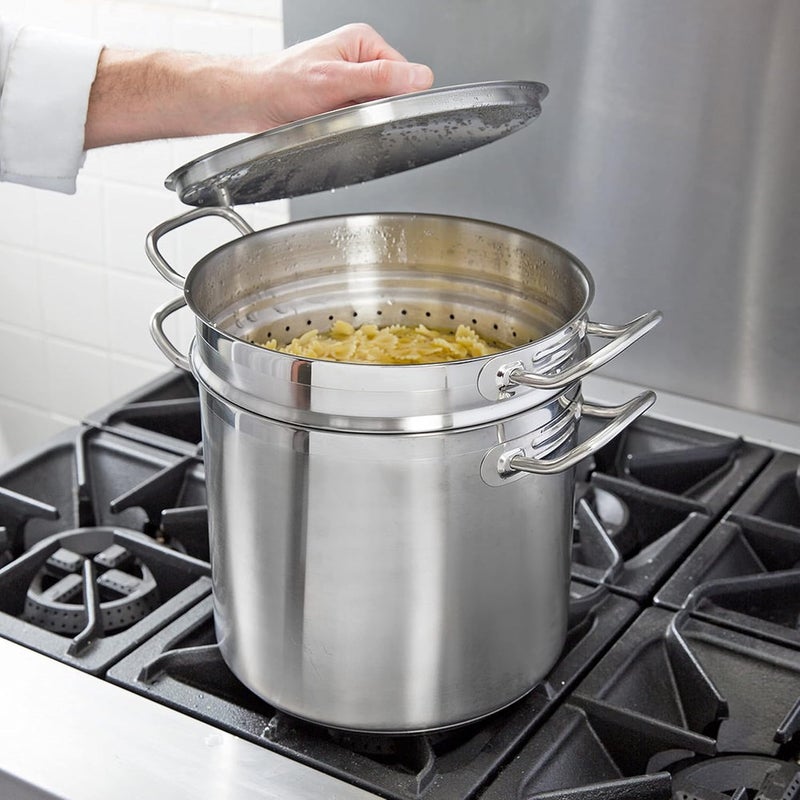 TrueCraftware TrueCraftware12 qt Aluminum Pasta Cooker 3 Piece Set Multipurpose Pasta Pot with Strainer Lid Pasta Pot Cookware for Spaghetti Vegetable Blanching Home Kitchen Restaurant  - Image 3