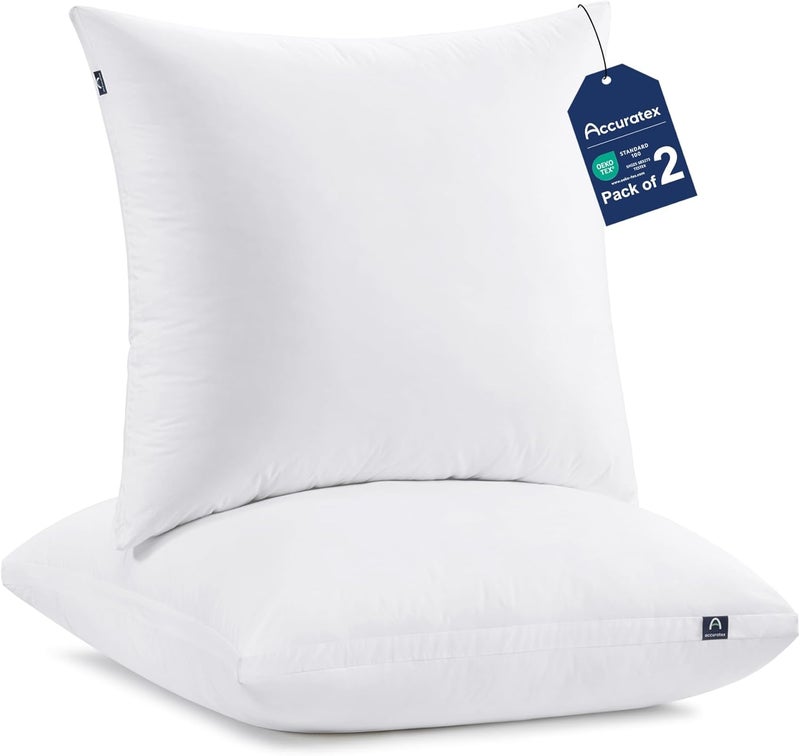 ACCURATEX Hybrid Crushed Memory Foam Pillow 60 x 60 cm, Set of 2, Cushions with Removable Cotton Cover and Microfibre Filling (Height Adjustable), Neck Pillow for Side and Back Sleepers, Washable | Hybrid memory foam & microfibre padding, comfortable cushion with adjustable height, removable cotton cover, breathable - Image 1