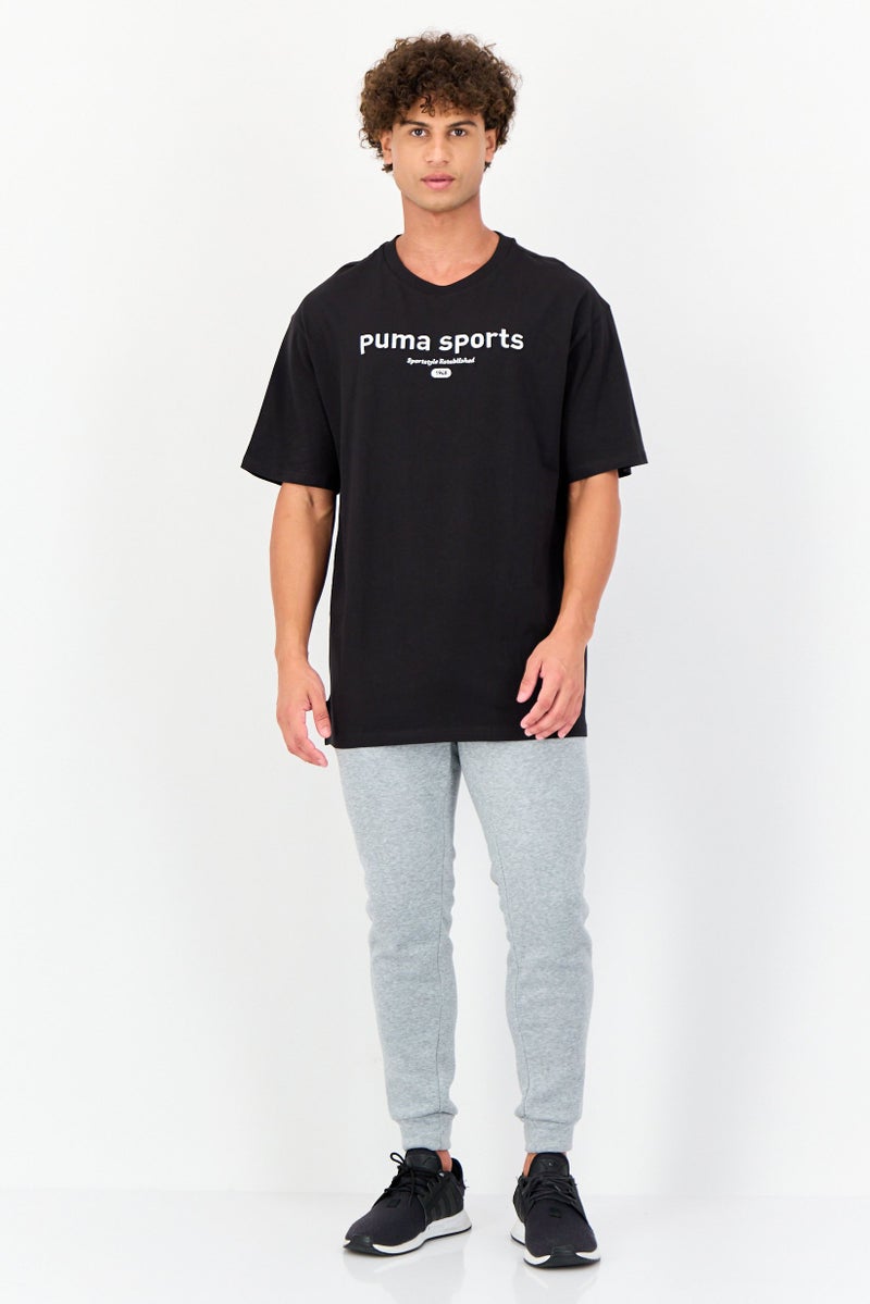 PUMA تي شيرت رجالي بقصة مريحة بأكمام قصيرة، أسود - Image 2