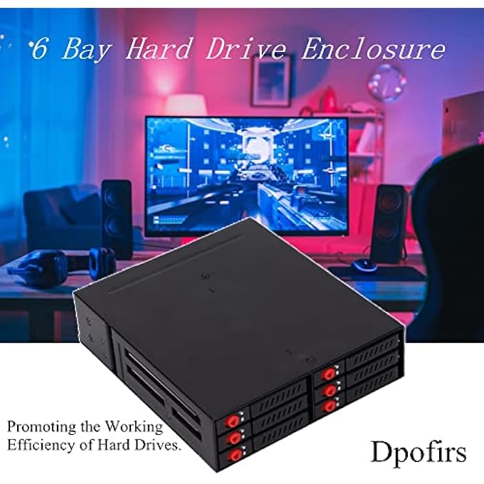 Olmaster 6-BAY EXTERNAL HARD DRIVE ENCLOSURE, 6 BAY 2.5" SATA HDD & SSD REMOVABLE DRIVE ENCLOSURE BACKPLANE CAGE FOR 5.25" BAY, SUPPORTS 7.0 TO 9.5MM SATA 1/2/3 HDD AND SSD(NOT INCLUBE HARD DISK) - Image 2