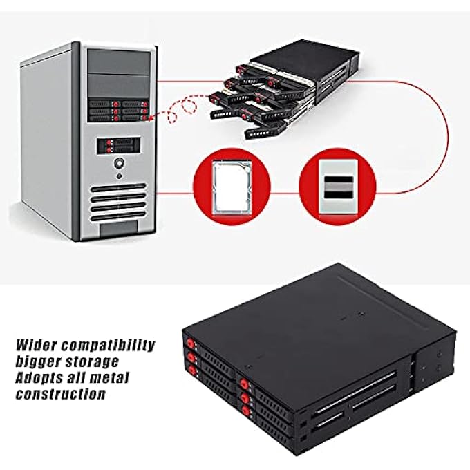 Olmaster 6-BAY EXTERNAL HARD DRIVE ENCLOSURE, 6 BAY 2.5" SATA HDD & SSD REMOVABLE DRIVE ENCLOSURE BACKPLANE CAGE FOR 5.25" BAY, SUPPORTS 7.0 TO 9.5MM SATA 1/2/3 HDD AND SSD(NOT INCLUBE HARD DISK) - Image 3