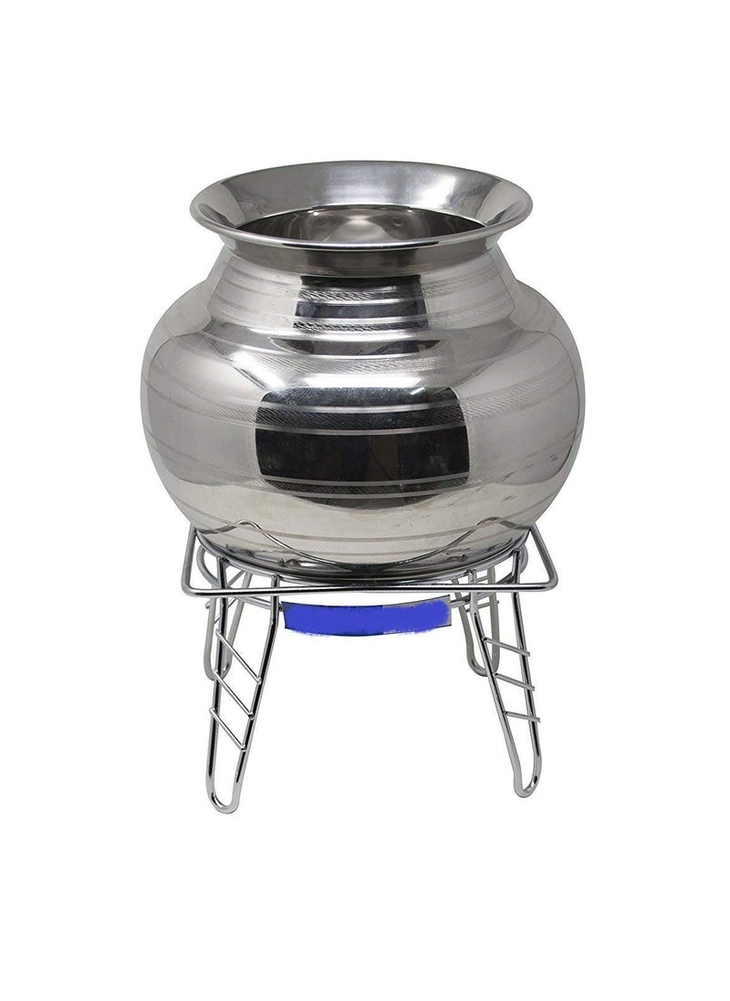SHREEJIIH SHREEJIIH Stainless Steel Matka Stand Kitchen Rack Steel Chrome Plated Plant Pot Stand  - Image 1