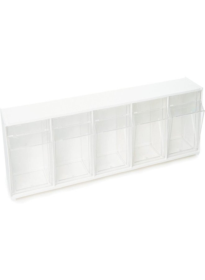 Deflecto Tilt Bins, Interlocking 5-Bins, 23" x 5" x 6.5 ", White (20503OP) - Image 3