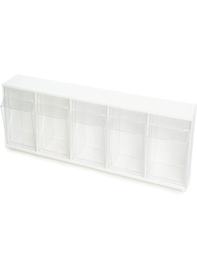 Deflecto Tilt Bins, Interlocking 5-Bins, 23" x 5" x 6.5 ", White (20503OP) - Image 4