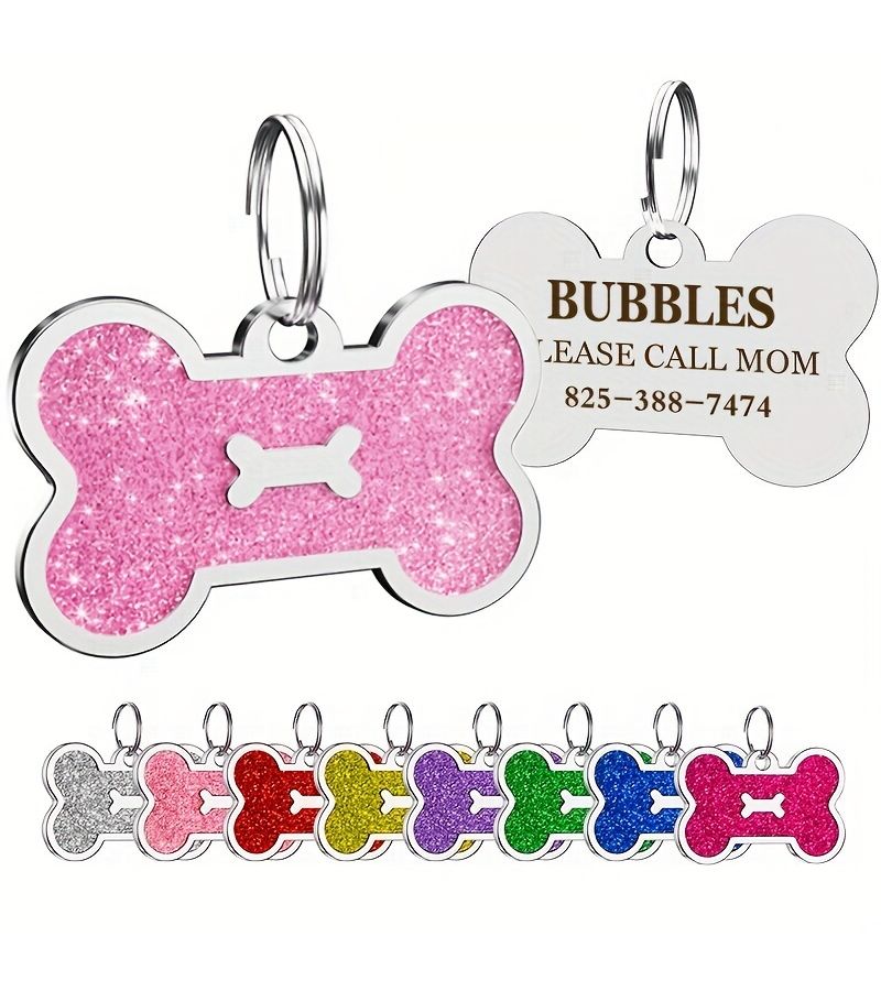 Personalized Pink Pet ID Pendant Tag Custom Dog Name Tag Engraved Cat Tag Collar Accessory - Image 1