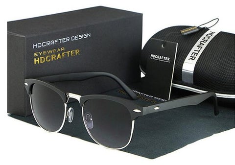 Vintage Sunglasses Half Frame Sun Glasses Polarized UV400 Protection Browline Shades for Women Men