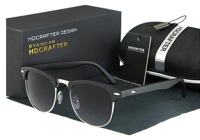 HDCRAFTER Vintage Sunglasses Half Frame Sun Glasses Polarized UV400 Protection Browline Shades for Women Men - Image 1