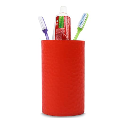 SHENRON Plastic Bathroom Accessories Set with Toothbrush Holder and Handwash Liquid Dispenser for Wash Basin, Bathroom and Sink (Red) - Image 5