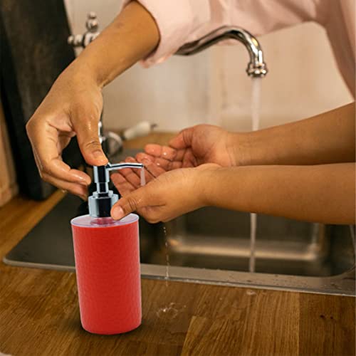 SHENRON Plastic Bathroom Accessories Set with Toothbrush Holder and Handwash Liquid Dispenser for Wash Basin, Bathroom and Sink (Red) - Image 3