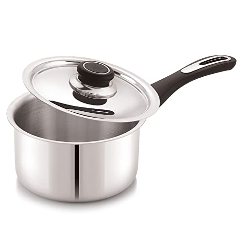 Anjali FPSPL14 Stainless Steel Fiesta Pro Sauce Pan with Glass Lid Chai pan with Induction Base 14 cm 900 ml - Image 2