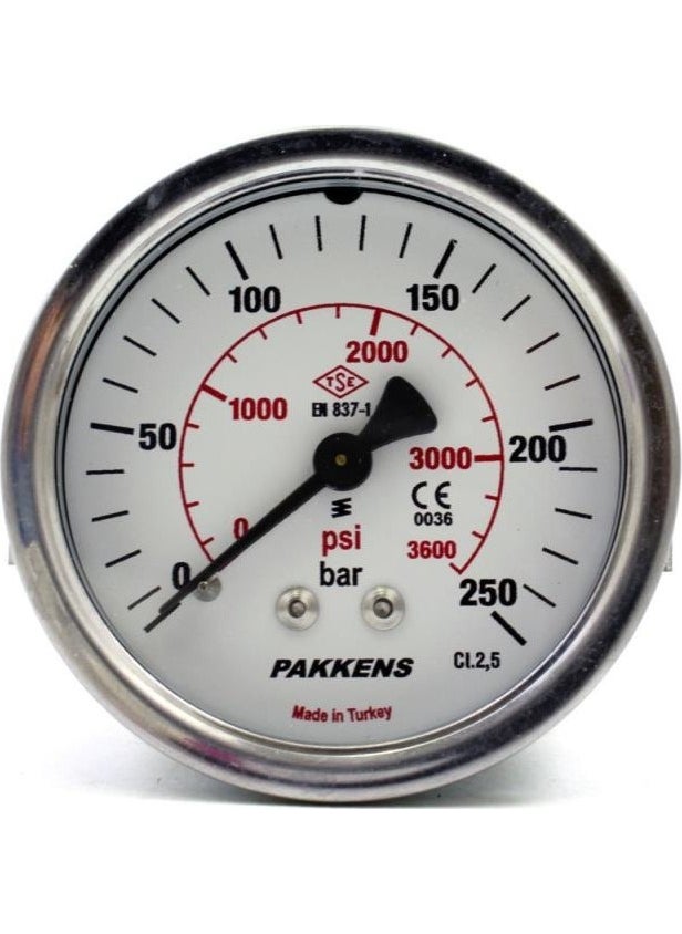 KAMPA Pakkens 0-250 Bar 63 Mm Rear Mounted Panotype Dry Manometer G 1/4 Inch  - Image 1