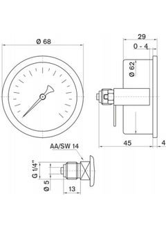 KAMPA Pakkens 0-250 Bar 63 Mm Rear Mounted Panotype Dry Manometer G 1/4 Inch  - Image 2