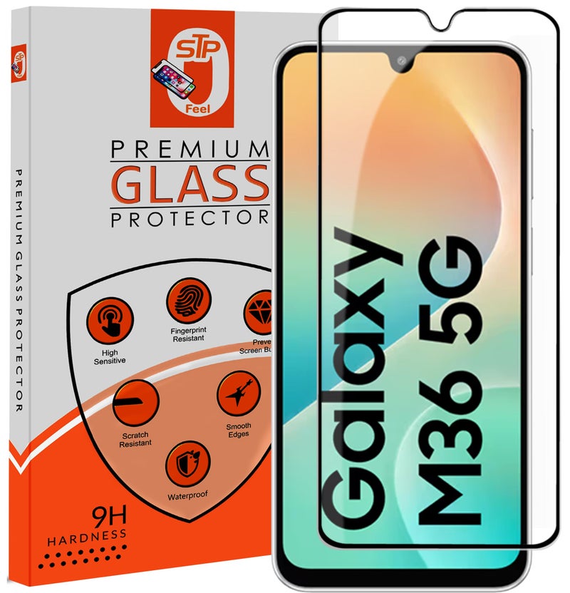 STP FEEL® Premium Tempered Glass Screen Protector Guard Compatible For Samsung Galaxy M36 5G (6.7 Inch, Pack of 1) | Edge to Edge Coverage With Easy to installation kit for Smartphone - Image 1