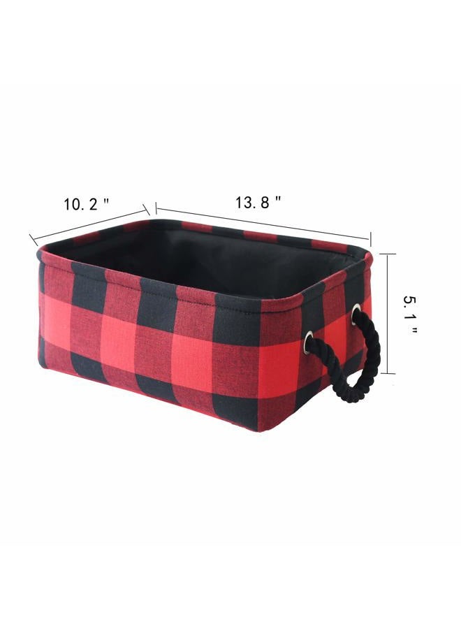 Inough Christmas Buffalo Plaid Storage Basket Farmhouse Storage Bins for Kids, Collapsible Red Check Storage Basket for Toys Makeup, Gift for Valentines Day Fabric Toy Box for Baby/Kids/Nursery Room - Image 5