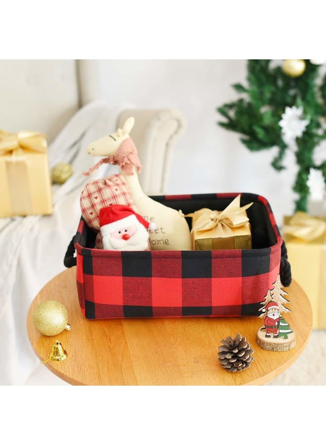 Inough Christmas Buffalo Plaid Storage Basket Farmhouse Storage Bins for Kids, Collapsible Red Check Storage Basket for Toys Makeup, Gift for Valentines Day Fabric Toy Box for Baby/Kids/Nursery Room - Image 2