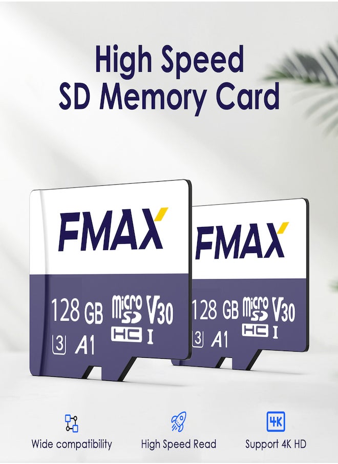 اف ماكس بطاقة ذاكرة مايكرو SDXC بسعة 128 جيجا فئة 10 (U3/V30) وسرعة كتابة 38 ميجابايت/ثانية استمتع بأداء فائق مع سرعة قراءة 95 ميجابايت/ثانية  - Image 1