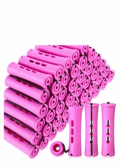 Hair Perm Rods,60 Pcs Non-Slip Hair Rollers Plastic Cold Wave Rods Short Curlers Rod with Elastic Rubber Band Perming Rods Curlers Hair Rollers Curlers for Hairdressing Styling