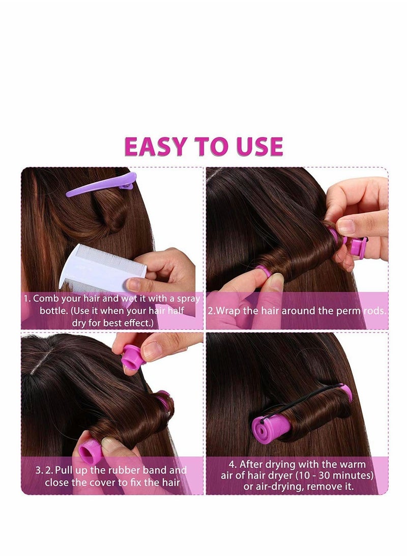 Excefore - Hair Perm Rods,60 Pcs Non-Slip Hair Rollers Plastic Cold Wave Rods Short Curlers Rod with Elastic Rubber Band Perming Rods Curlers Hair Rollers Curlers for Hairdressing Styling - Image 1