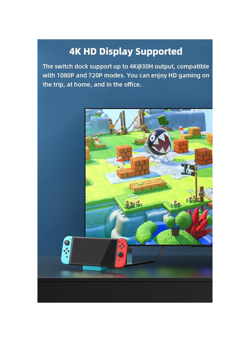 SOLARAE TV Docking Station Fit for Switch/Switch OLED, Portable Charging Dock with 100W USB-C Charging Port, HDMI 2.0 and USB 3.0 Port Replacement Fit for Officia Switch Dock(1 Pack) - Image 5