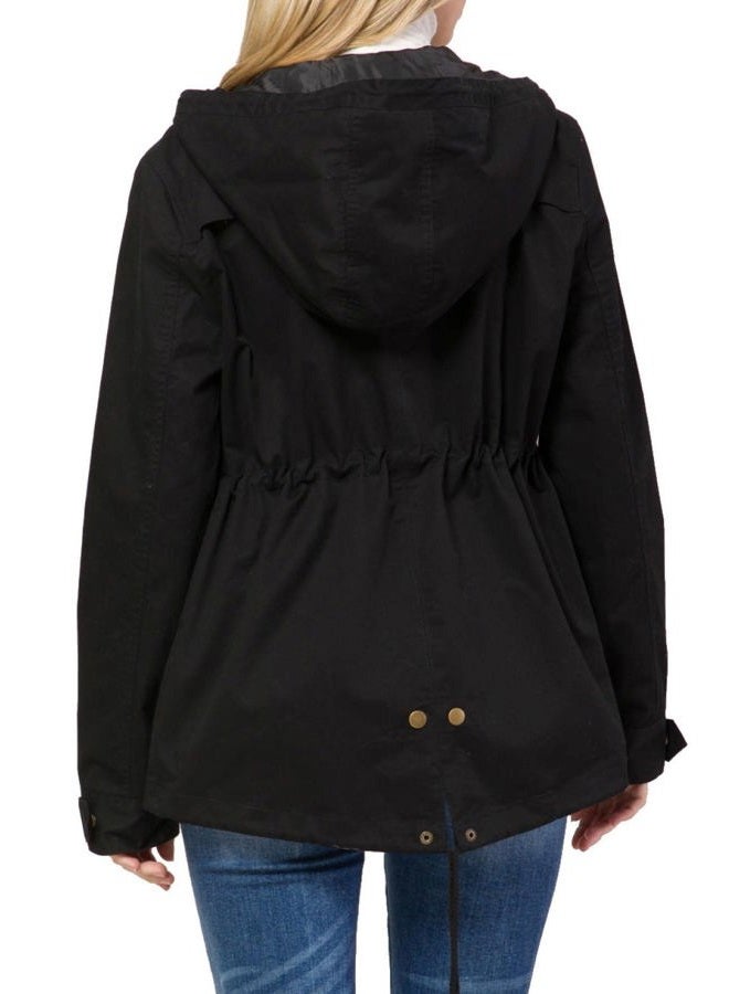 MixMatchy Women's Lightweight Military Safari Anorak Utility Hoodie Jacket Black M, C Black, M - Image 5