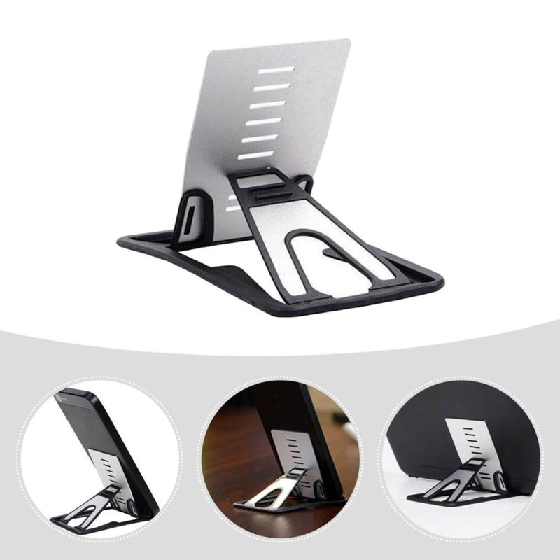 Metal Folding Phone Stand Adjustable Tablet Holder For Mobile Devices Compact Dark Travel Office - Image 4