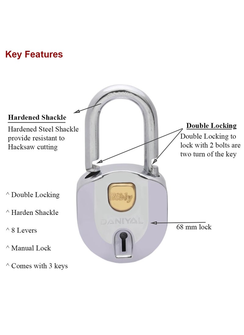 AUTHENTIC AK - BEBLY Industries DANIYAL 68 MM Padlock with 3 Keys - Image 1