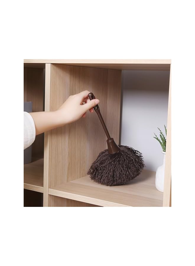 PROMASS 2 Pack Microfiber Delicate Duster, Comfortable Non Slip Handle, Mini Dusting Wand Washable Mini Brush, Washable Dusting Brush for Blinds Kitchen Keyboard Office (Coffee) - Image 3