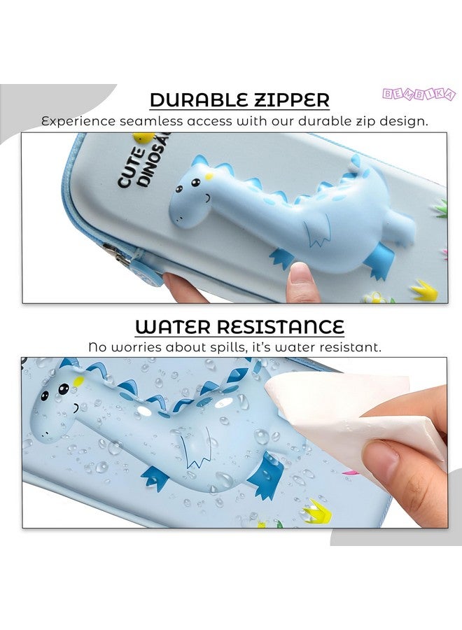 BEMBIKA School Supplies 3D Cartoon Design Pencil Box for School Kids, Girls and Boys, Pen & Pencil Case Pouch for Office, College, School Large Storage Capacity �Dino Light Blue - Image 5